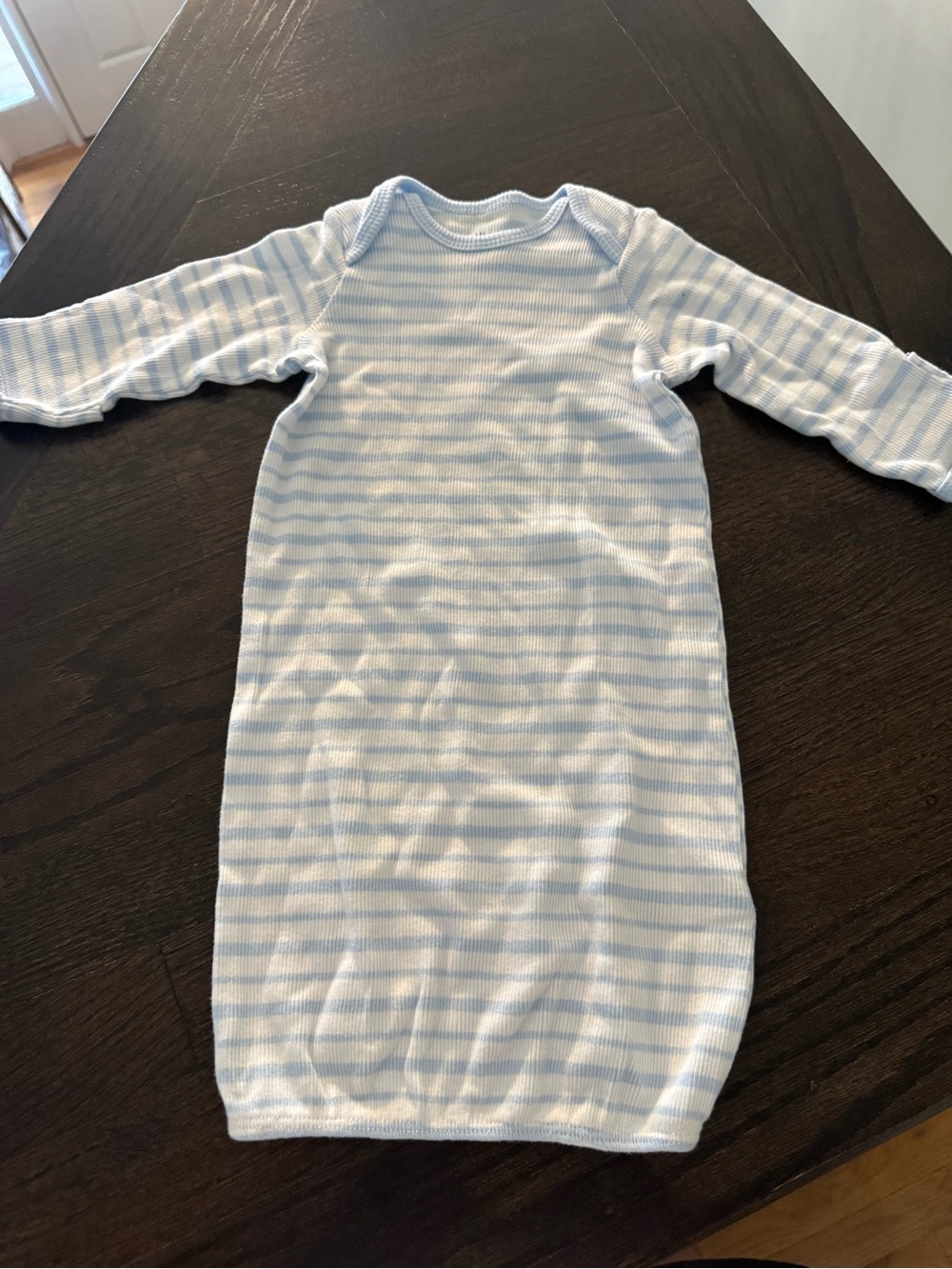Little Me Light Blue and White Striped Long-Sleeve Sleep Sack